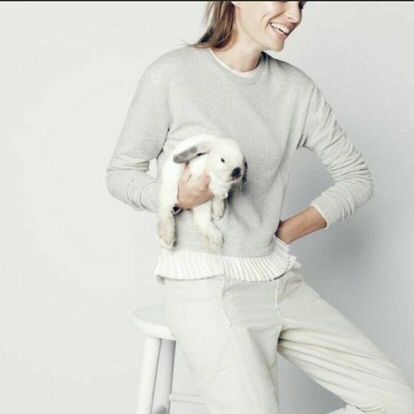 J. Crew Layered Ruffle Hem Sweatshirt Crew HW8925 - Picture 7 of 7